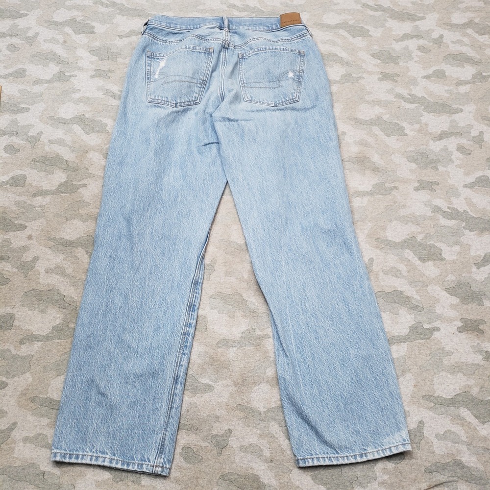 American Eagle Jeans Womens 10 Blue 90's Straight Distressed Denim Light Wash - Picture 9 of 12